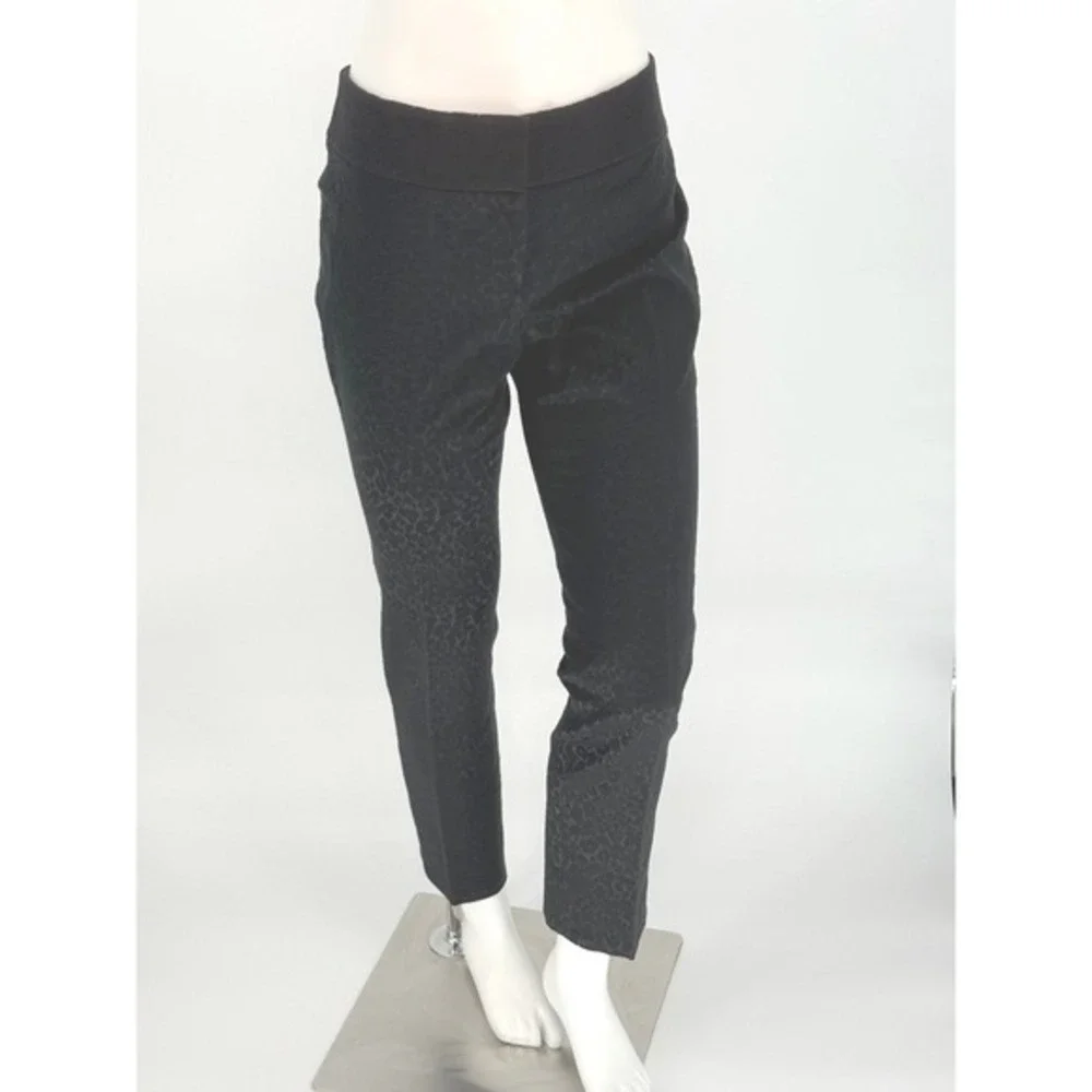 LOFT Marisa Black‎ Leopard Jacquard Slim Dress Pants 8 Party Chic Classic 92-02
